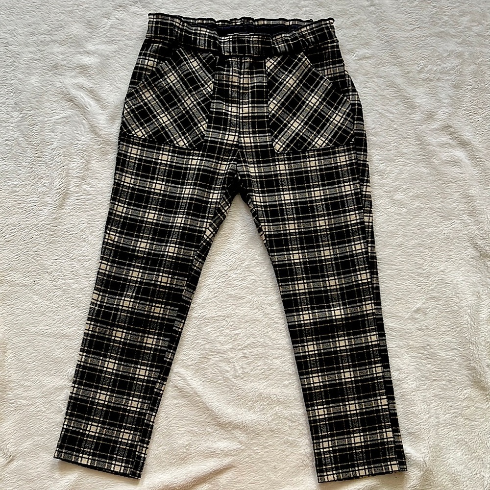 Zara Girls Ruffled Waist Plaid Pants 4-5T